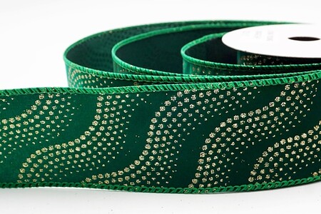 Groen lint met glitter, golf- en stippenpatroon_KW0474GC-15-149